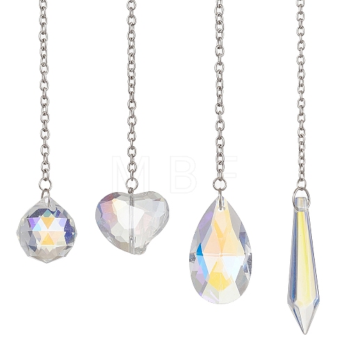 Round & Heart & Teardrop & Cone Glass Pendant Decoraiton HJEW-JM02271-1