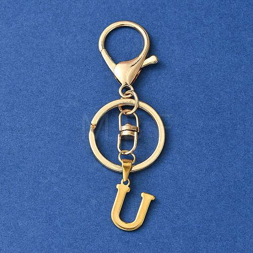 304 Stainless Steel Initial Letter Charm Keychains KEYC-YW00005-21-1