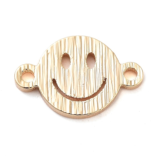 Brass Laser Cut Smiling Face Connector Charms KK-U028-05G-1