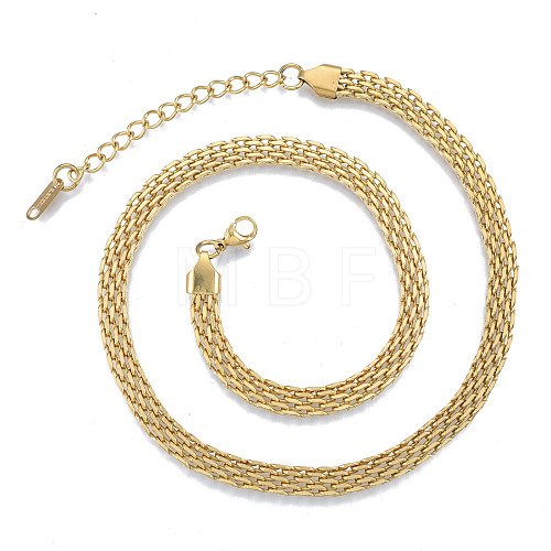 304 Stainless Steel Mesh Chains Necklace for Men Women NJEW-N052-03LG-1