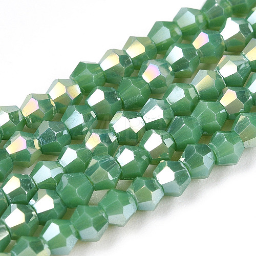 Opaque Solid Color Electroplate Glass Beads Strands EGLA-A039-P2mm-B08-1
