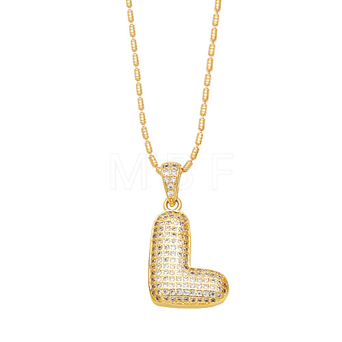 Brass Micro Pave Cubic Zirconia Pendant Necklaces PW-WG99827-12-1