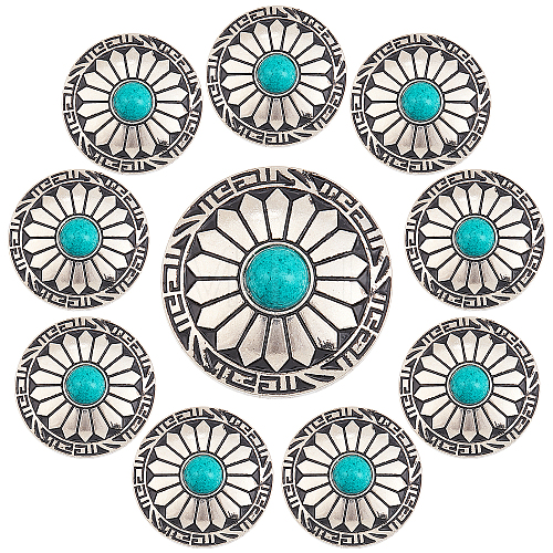 Gorgecraft 10Pcs 1-Hole Alloy & Turquoise Decorative Rivets FIND-GF0003-47-1