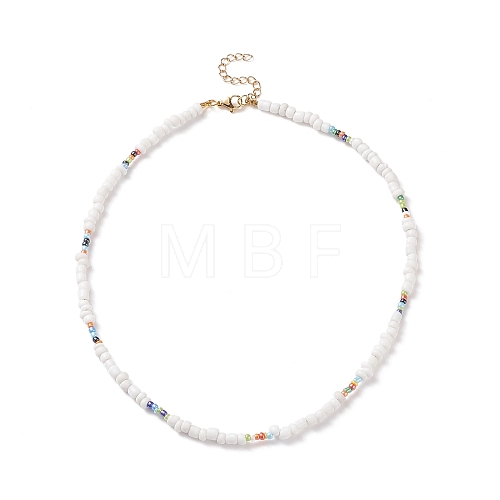 Glass Seed Beaded Necklace for Women NJEW-JN03933-1