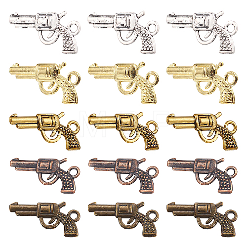 60Pcs 5 Colors Zinc Alloy Revolving Pistol Necklace Pendants FIND-SC0001-99-1