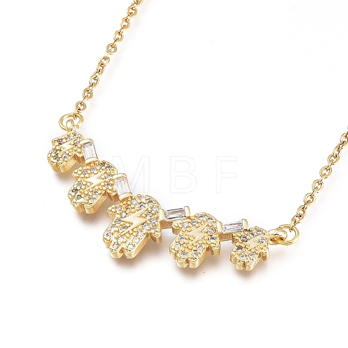 Brass Micro Pave Clear Cubic Zirconia Pendant Necklaces NJEW-L146-27G-1