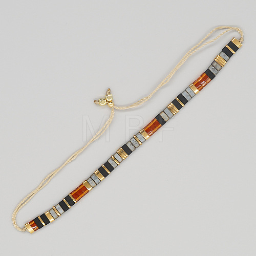 Vintage Ethnic Style Glass Tila Beaded Handmade Slider Bracelets for Women ZN9527-8-1