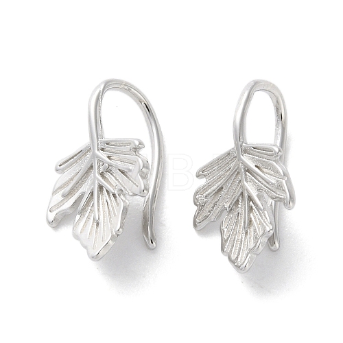 999 Sterling Silver Leaf Cuff Earrings EJEW-P296-08P-1