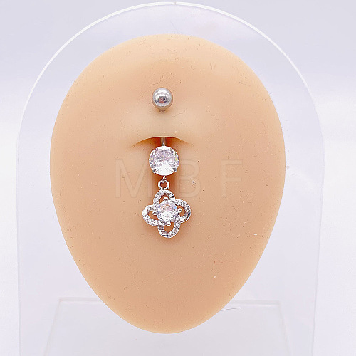 304 Stainless Steel Micro Pave Cubic Zirconia Belly Rings WGADED5-01-1