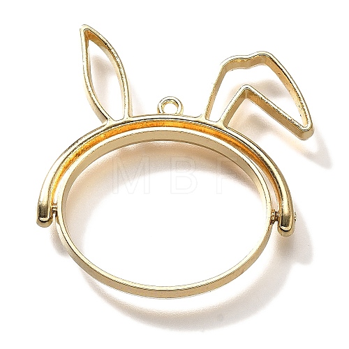 Rabbit Rotatable Alloy Open Back Bezel Pendants PALLOY-I223-19LG-1