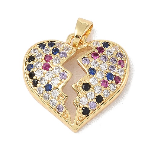 Brass Micro Pave Cubic Zirconia Pendants KK-P273-10B-G-1