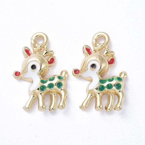 Golden Plated Alloy Enamel Pendants X-ENAM-D040-E02-G-1