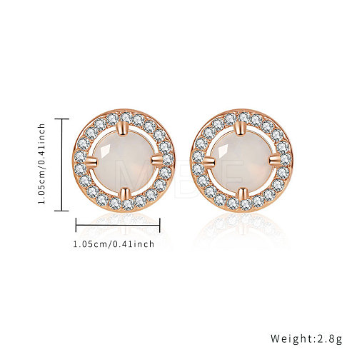 Stainless Steel with Rhinestone Stud Earrings UT4699-3-1