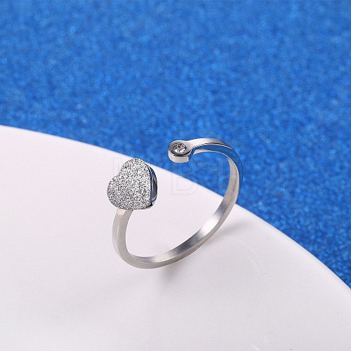 Stylish Adjustable Stainless Steel Heart Cuff Rings for Women CD3807-7-1