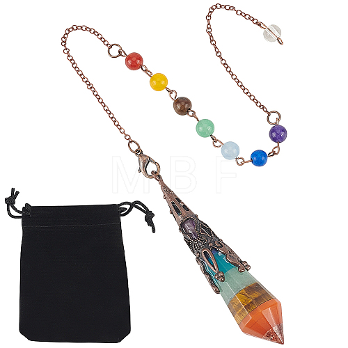 SUNNYCLUE 1Pc Natural Chakra Gemstone Dowsing Pendulums AJEW-SC0002-31R-1