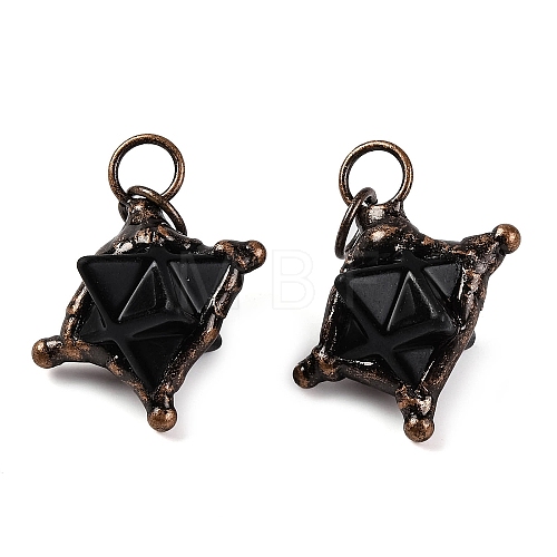 Natural Obsidian Merkaba Star Pendants G-C144-01R-01-1