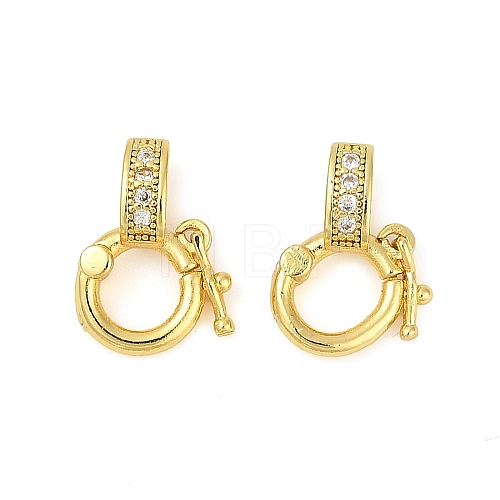 Brass Micro Pave Clear Cubic Zirconia Twister Clasps KK-H202-18G-1