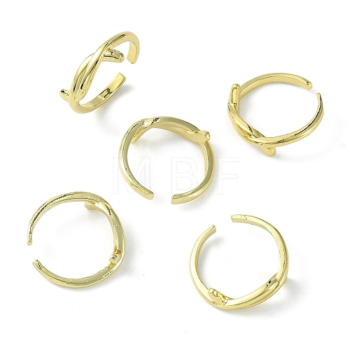 Rack Plating Brass Knot Open Cuff Ring RJEW-K243-02G-1