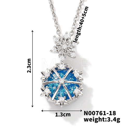 Starry Sky Theme Brass Pave Clear Cubic Zirconia Pendant Necklace for Women AQ6325-4-1