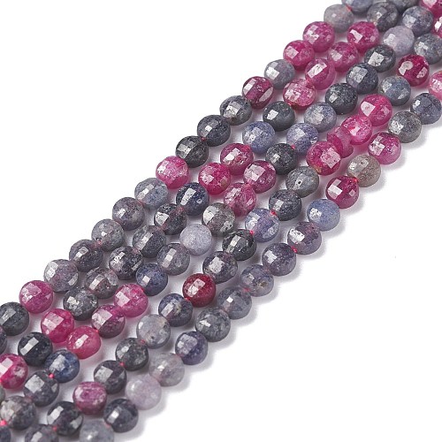 Natural Red Corundum/Ruby and Sapphire Beads Strands G-S362-013-1