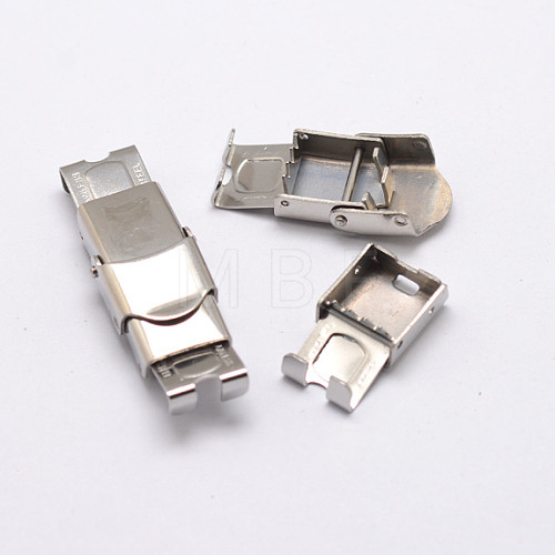 Rectangle 201 Stainless Steel Watch Band Clasps STAS-N076-09-1