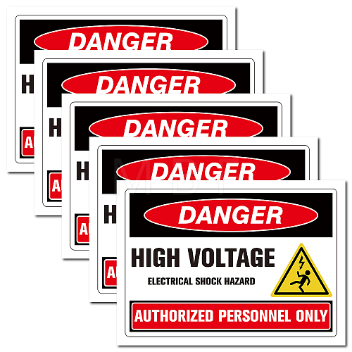5Pcs Waterproof PVC Warning Sign Stickers DIY-WH0237-026-1