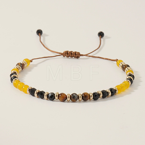 Vintage Style Colorful Gemstone & Natural Tiger Eye Handmade Beaded Braided Bracelets FY0838-5-1