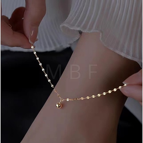 Alloy Round Charm Dapped Chains Anklets WGFEED8-03-1