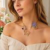 Adjustable Alloy & Resin Flower Spiral Cuff Choker Necklaces with Imitation Pearl WG54258-01-4