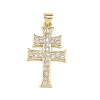 Religion Brass Micro Pave Clear Cubic Zirconia Pendants KK-B177-03G-01-1