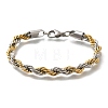 304 Stainless Steel Rope Chain Bracelets for Women BJEW-C091-03B-GP-4