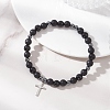 201 Stainless Steel Cross Charm Bracelets BJEW-JB13358-1