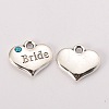 Wedding Theme Antique Silver Tone Tibetan Style Heart with Bride Rhinestone Charms LS-TIBEP-N005-12A-1
