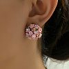 Plastic 3D Flower Hoop Earrings with Cubic Zirconia XJ8294-1-2