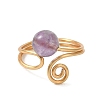 Natural Amethyst Cuff Open Rings RJEW-JR01071-02-4