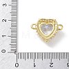Brass Micro Pave Cubic Zirconia with Glass Heart Links Connector Charms KK-L268-017G-01-3