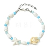 Natural Trumpet Shell & Dyed Yellow Jade & Glass & Synthetic Turquoise Beaded Bracelets for Women BJEW-JB14106-3
