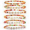 6Pcs 6 Styles Bohemian Handmade Word Resin & Plastic Colorful Glass Beaded Friendship Stretch Bracelets for Men Women PI5207-1-5