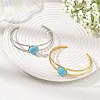 2Pcs 2 Colors Dyed Synthetic Turquoise Dome 304 Stainless Steel Hollow Open Cuff Bangle Sets BJEW-JB14400-1