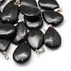 Teardrop Natural Obsidian Pendants G-Q368-28-1