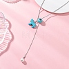 4Pcs 4 Color Dyed Synthetic Turquoise Horse with Shell Pearl Beads Pendant Necklaces NJEW-JN05895-3