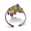 Rainbow Color Ion Plating(IP) 304 Stainless Steel Leaf Wrap Open Cuff Ring for Women RJEW-A005-12-3