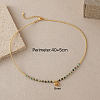 Stainless Steel Heart Pendant Faceted Round Natural Turquoise with Miyuki Beaded Necklaces UF0843-6-2