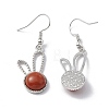 Gemstone Rabbit Dangle Earrings EJEW-A092-05P-3