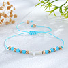 Adjustable Glass & Brass Beads Braided Bead Bracelets KF3798-11-1
