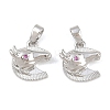 Brass Micro Pave Deep Pink Cubic Zirconia Charms KK-G549-07P-1