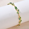 Brass Glass Flower Link Chain Bracelets KK-CBA7DFA-01G-01-3