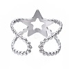 304 Stainless Steel Star Open Cuff Ring RJEW-T023-05P-2