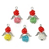 Red Rose Flower Resin & Glass Seed Beads Pendants PALLOY-MZ00289-02-1