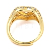 Enamel Heart Adjustable Ring with Clear Cubic Zirconia RJEW-Q781-01G-01-3
